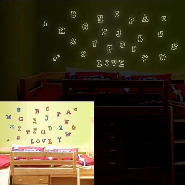 

cute cartoon alphabet glowing luminous fluorescence mural wall sticker removable