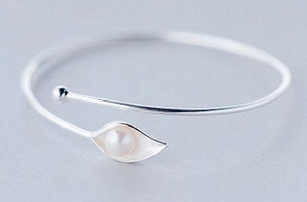 

s925 sterling silver bracelets & bangles natural pearl-044, Black