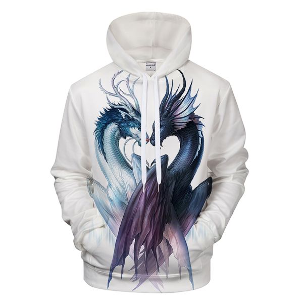 

новые fashionmen/женщины инь и ян дракон 3d смешно печатных crewneck толстовка мода повседневная толстовки h355, Black