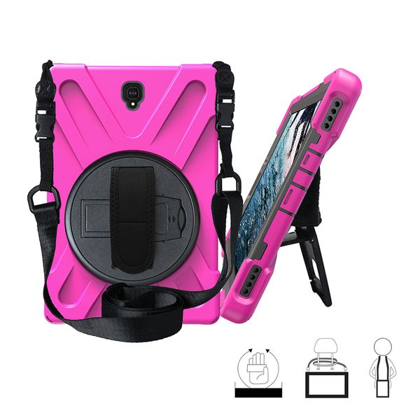 

hybrid case with hand and shoulder strap for samsung galaxy tab s4 10.5 2018 t830 t835 t837 tablet shockproof silicone cover +pen