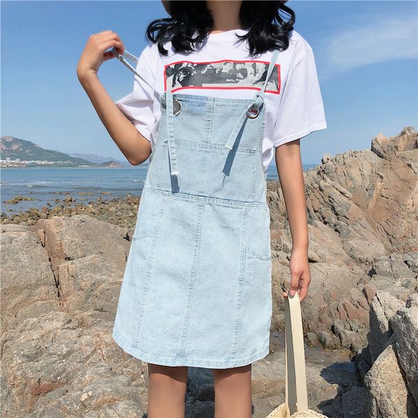 

2018 loose sun beach sundresses casual summer denim jean female blue women dress party streetwear sundress elegant tunic, Black;gray