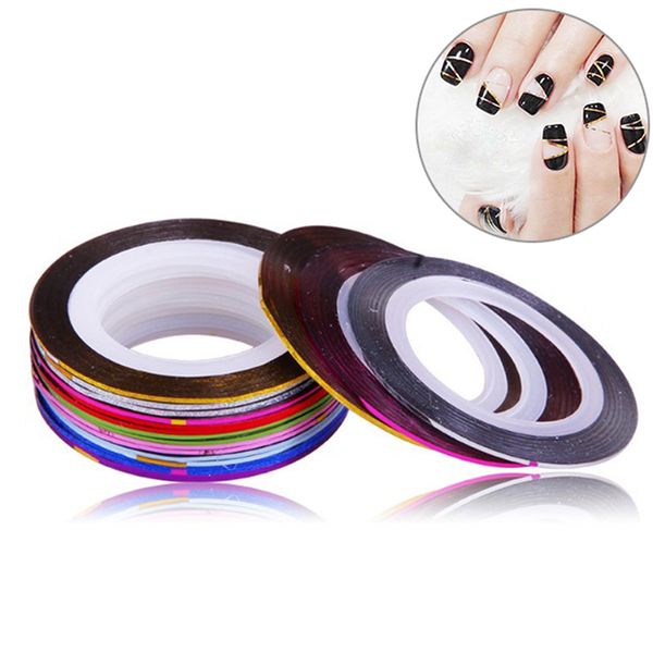 

30pcs colorful 3d nail polish glitter sticker decals decoration diy striping tape nail art tips line tool, Black