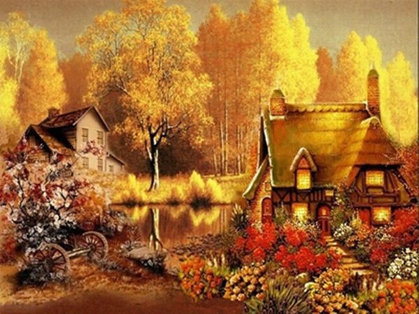 

18a732 cottage autumn diamond embroidery home decor diamond diy crafts 100% resin 5d tool drill painting cross stitch mosaic needlework