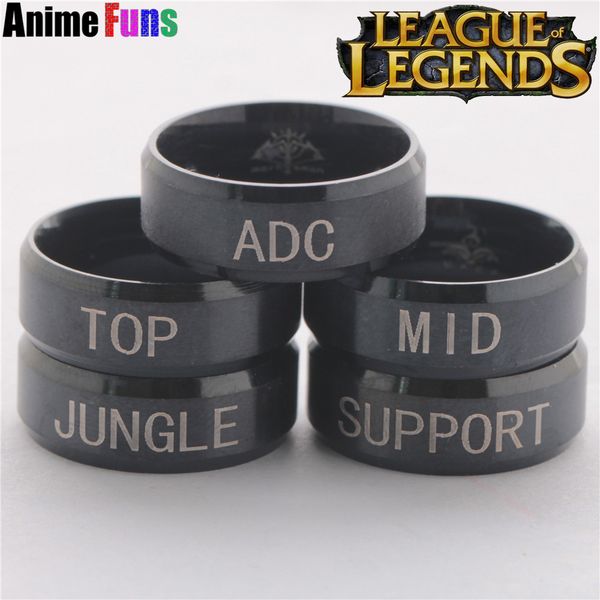 

game league of legends ring adc mid jungle support position titanium stainless finger ring charm cosplay jewelry, Golden;silver