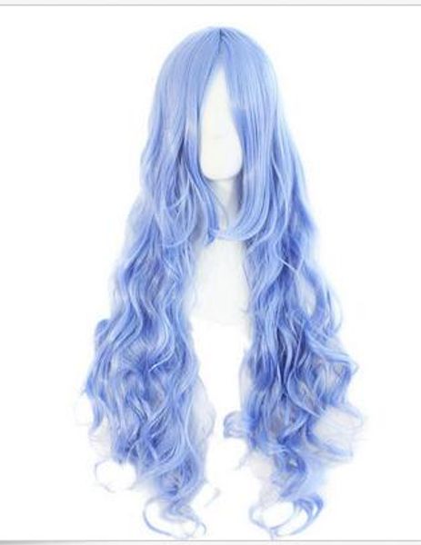 

long wig corrugated blue lavender clair 80 cm, cosplay, Black;brown