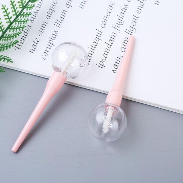 

6ml elegant pink lip gloss container, empty diy liquid lipstick bottle, cute clear lollipop pink lip gloss tube f358