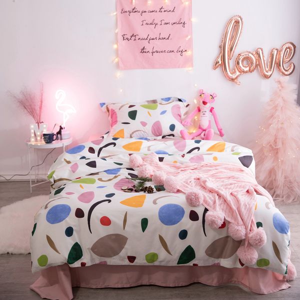Luxury Duvet Cover Pink Bed Linen Modern Decoration For Bedroom 60s Egyptian Coon Home Textile Bedding Set Twin Size Bedding And Linens Bedroom Duvet