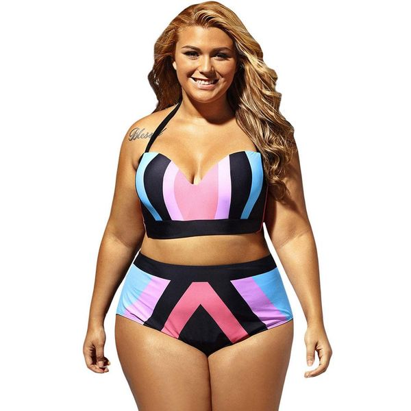 

2019 new european and american swimwear xxx female bikini fashion print high waist sling split swimsuit
