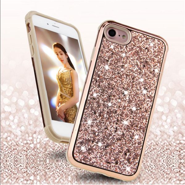

2 in 1 glamor glitter case hybrid protector bling cases cover for for iphone x xr xs max 8 7 6 6s plus for samsung s10 9 8 plus