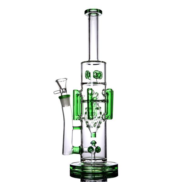 

Пьянящий стеклянный зеленый водопровод большой Бонг художник 8 Arm уникальный перс ресайклер прямая трубка 15 дюймов и 18 мм совместных