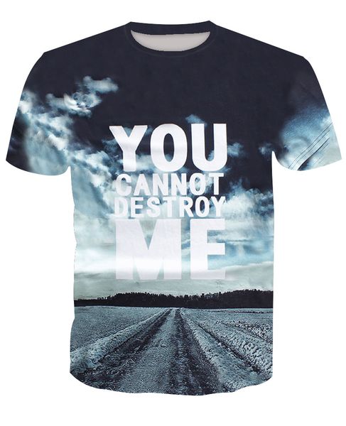 

new mens you can not destroy me letters printed casual tshirts summer male crew neck tees fashion short sleeve, White;black