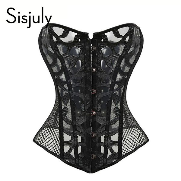

sisjuly corsets women black solid fall lace up corsets evening temptation female strapless vintage party 2017, Black;white