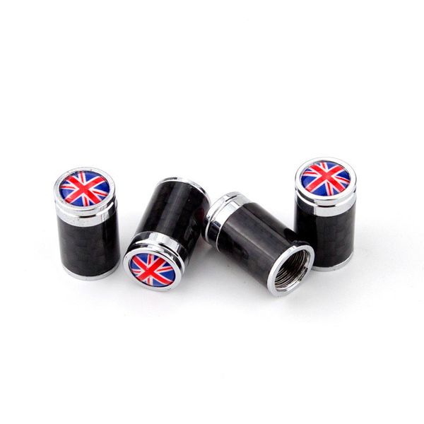 4pcs/Set National Flag UK America Germany France Flag Real Carbon Fiber Carie Cheal Tire Caps для всех автомобильных автомобильных грузовиков