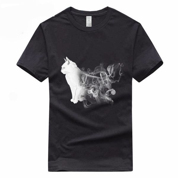 

designs funny cat moon print short sleeves t-shirts for mens cotton casual tshirt cool t-shirt, White;black