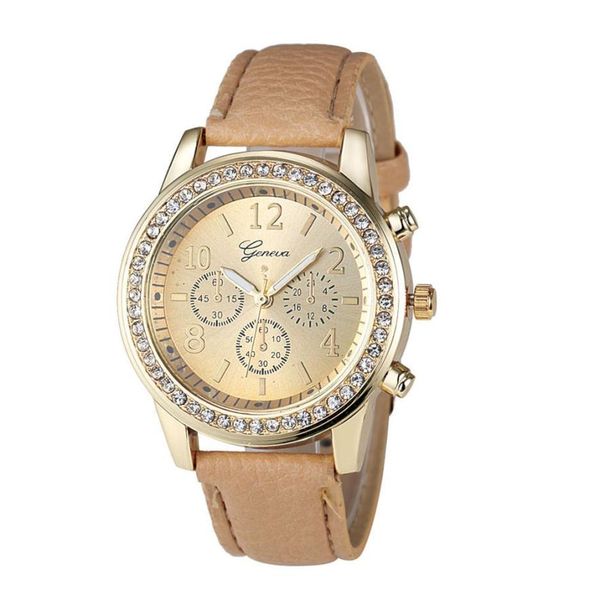 

2017 women watches faux chronograph quartz classic round ladies women crystals watch gifts dropshipping m7, Slivery;brown