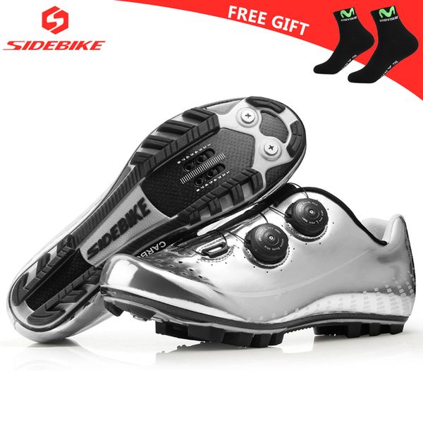 

sidebike new carbon mtb bike shoes auto-lock ultralight cycling shoes mountain bike athletic riding zapatillas ciclismo, Black