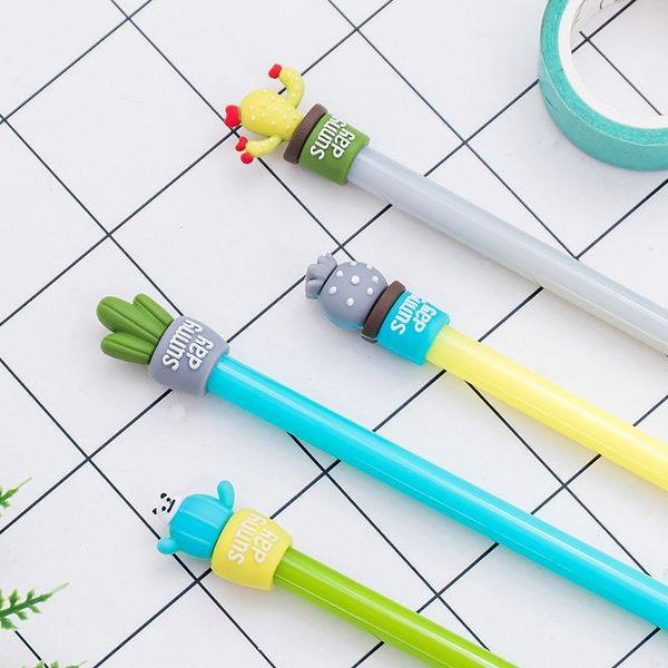 

8pcs/lot cactus gel pens set kawaii school supplies office stationary p kawaii kute cartoon tationery gel ink pen