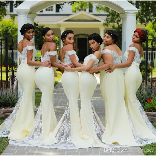 

2019 off shoulder mermaid bridesmaid dresses lace applique formal dress maid of honor dress wedding guest gowns robes de fête, White;pink