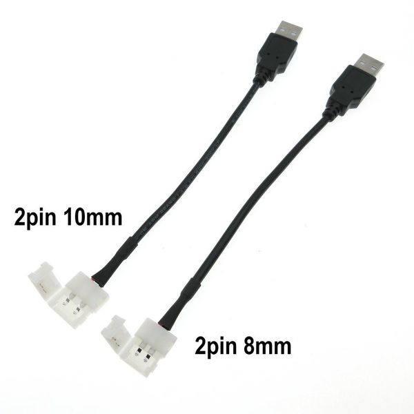 5 stücke 10 stücke 20 teile/los 2pin 8mm/10mm Freies Schweißen led stecker 15 cm kabel zu USB led streifen stecker für DC5V 5050 led streifen