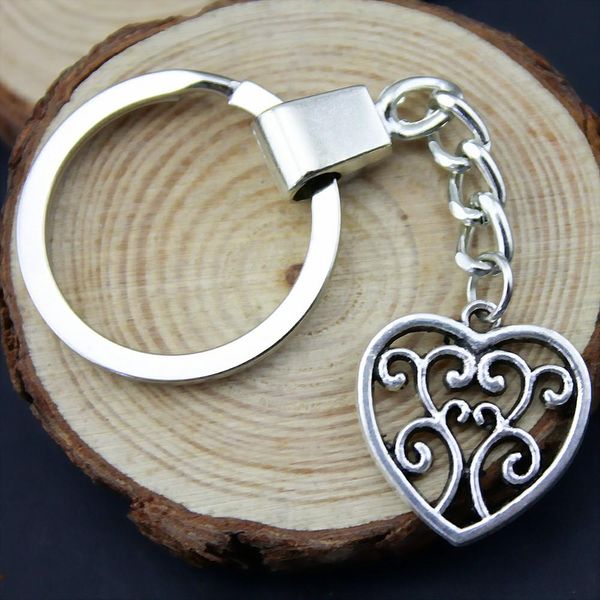 

6 pieces key chain women key rings car keychain for keys heart 22x21mm, Slivery;golden