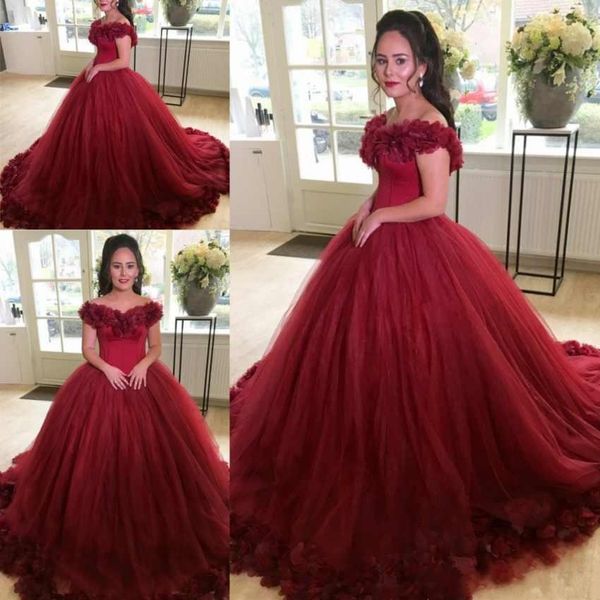 

новое прибытие темно-красный 2019 бальное платье quinceanera платья с плеча многоуровневое тюль сладкий 16 платья выпускного вечера платья v, Blue;red