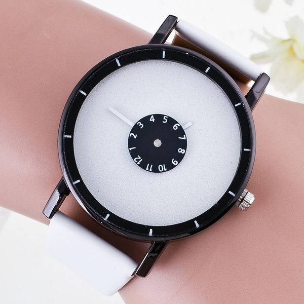 

new fashion contracted relaxation multicolor personality trend scrub colorful geneva pu leather female luxury gift dress quartz watch, Slivery;brown