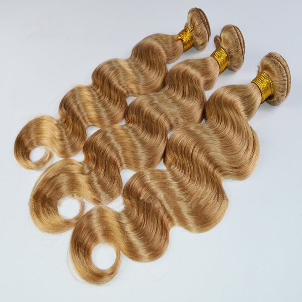 

new arrival 27# pure clolor straight virgin hair weaves honey blonde brazilian human hair 3 bundles lot body wave hair extensions, Black