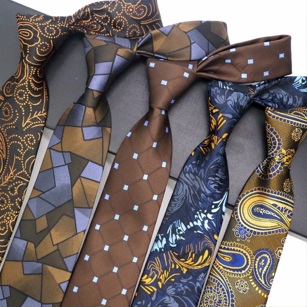 

fashion mens tie 8cm brown silk neckwear floral dot jacquard woven classic neck ties for men formal business wedding party groom, Black;blue