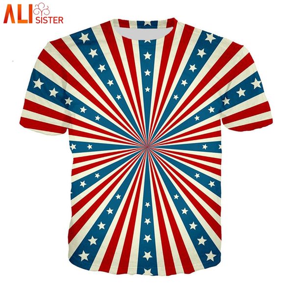 

alisister plus size t shit 3d us flag vertigo print tshirt men women hypnotic funny unisxe hip hop tees camisa masculina, White;black