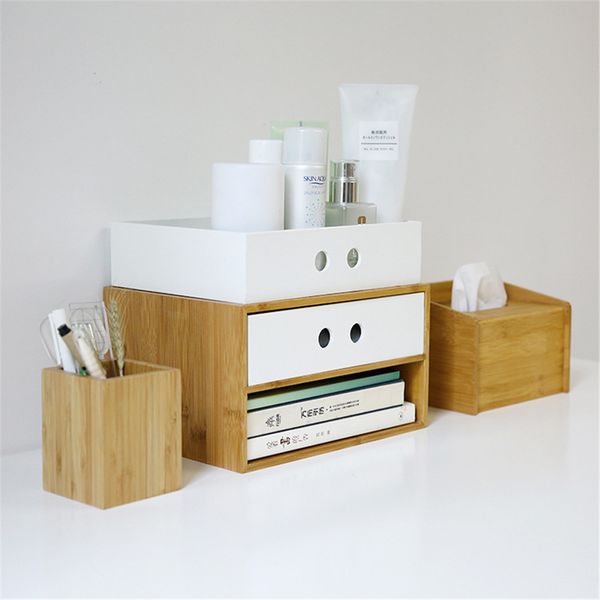 2019 Bamboo Double Layer Storage Drawer Office Desktop File Box Quality Natural Wood Makeup Sundries Organizer Home From Yueji 85 16