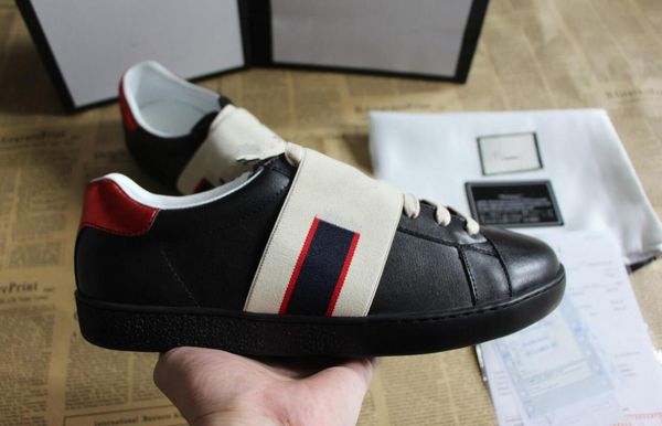 

Ace de igner g kid hoe white black port tripe genuine leather web neaker luxury brand boy girl ca ual hoe