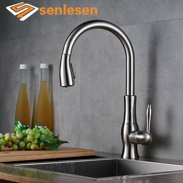 

wholesale and retail luxury chrome brass 360 swivel spout kitchen faucet single handle hole vessel sink mixer tap