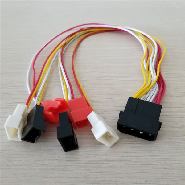 

pc diy 4-pin ide molex to 6-port cooler cooling fan 2pin splitter power cable cord 12v 7v 5v 30cm