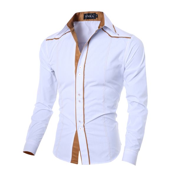 

slim new brand men casual shirt slim fashion men shirts long -sleeved chemise homme solid mens dress shirt camisa masculina, White;black