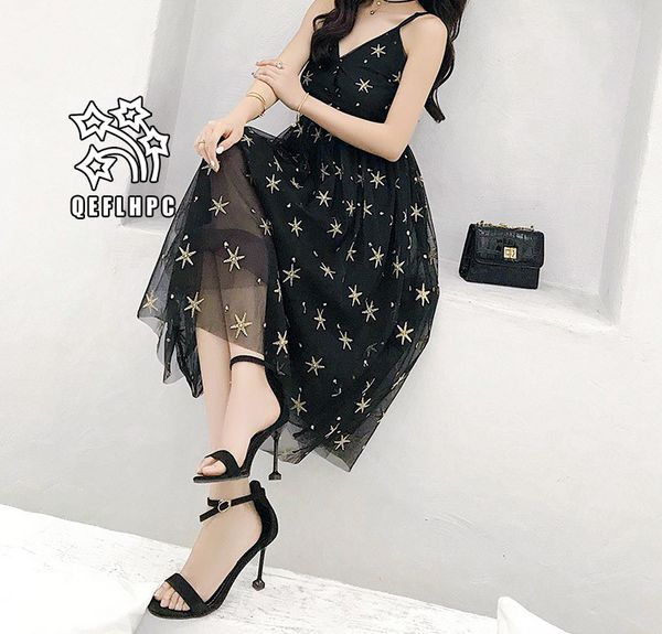 

women's clothes dress summer beach chiffon dress thin polyester material casual dresses chambray longuette striped black v-neck a2, Black;gray