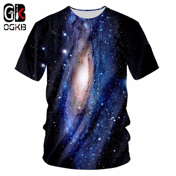 

ogkb new arrival cool print galaxy space 3d t shirt summer hipster short sleeve tee men's hiphop punk casual t-shirt homme, White;black