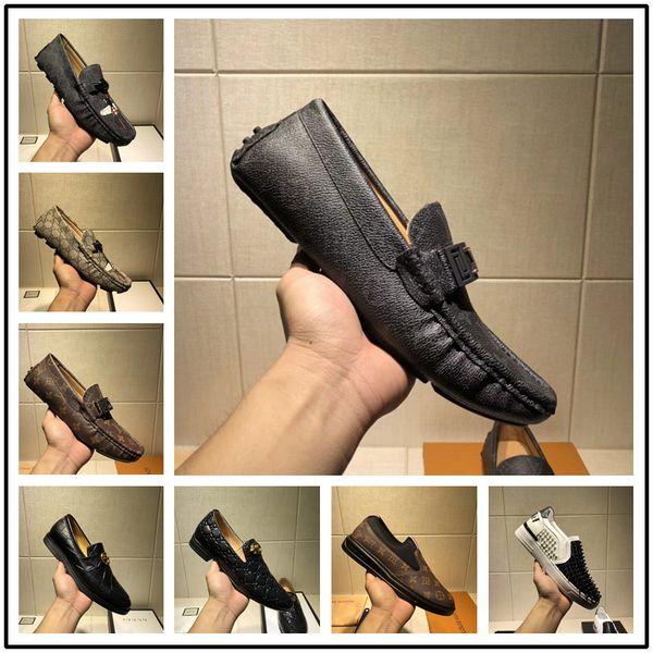 

2018 luxury fashion mens gommino dress casual party loafers shoes cowskin single shoe slip on wedding pumps black size 38-45