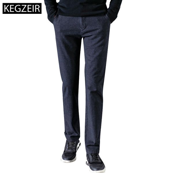 

kegzeir brand spring winter mens fashion pants stretch trousers for men business casual pants men plus size pantalones hombres, Black