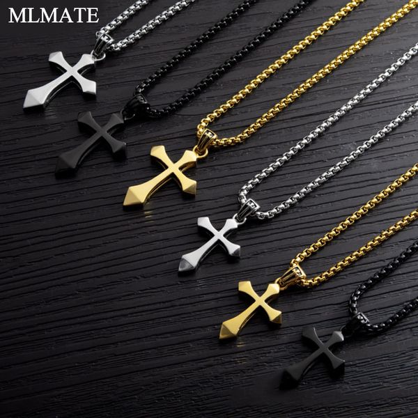 

jesus cross chain necklaces & pendants for men women stainless steel black gold silver colour pendant necklaces prayer jewelry