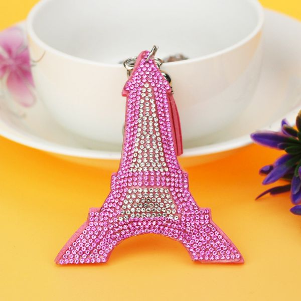 

paris tour eiffel rhinestone key chain eiffel tower keychain for keys souvenirs bag car decor key ring decoration holder, Silver