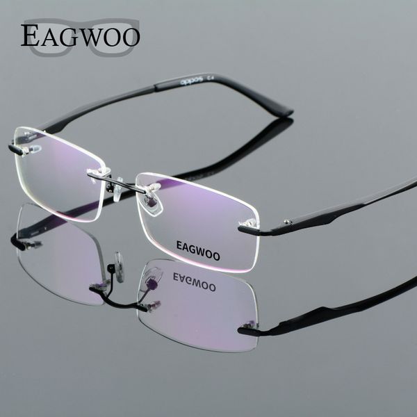 

aluminum alloy rimless optical frame prescription men eyeglasses frameless glasses reading light business spectacle 8303203, Silver