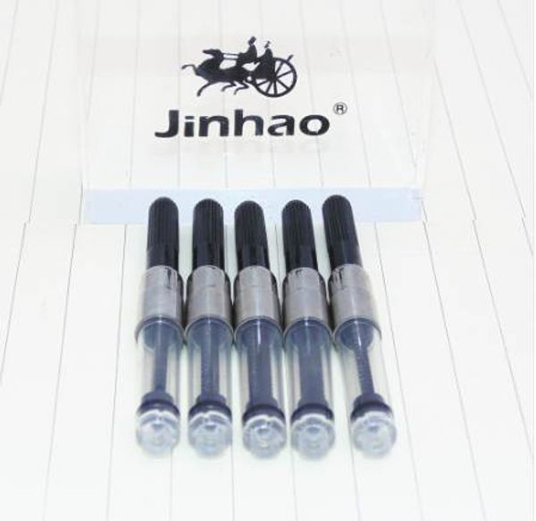 Jinhao 5 шт. Универсальный фонтан ручка черный преобразователь чернил насос картриджи бесплатная доставка ручка пополнения преобразователя