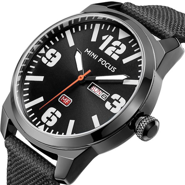 

mini focus male watches sports watch japanese quartz movement calendar luminous waterproof nylon cloth strap 0032g, Slivery;brown