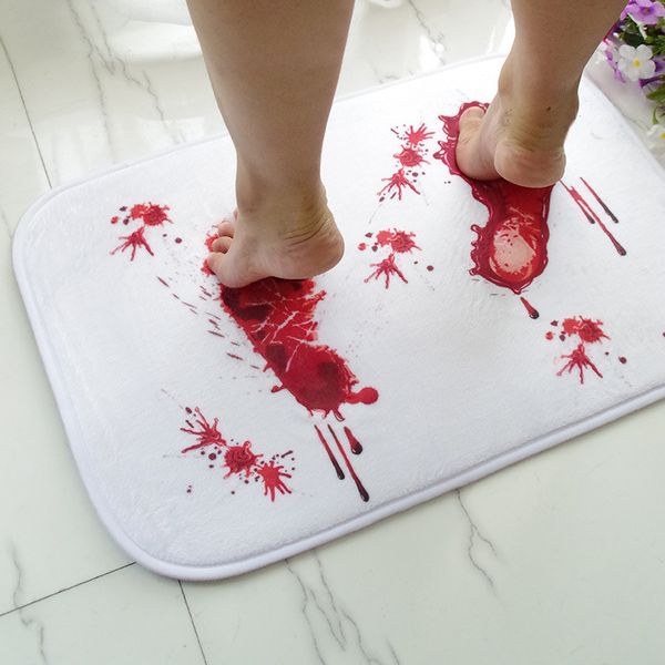 

creative blood footprints bath mat horror rug toilet carpet suede non slip absorbent shower bathroom mat rugs floor kitchen