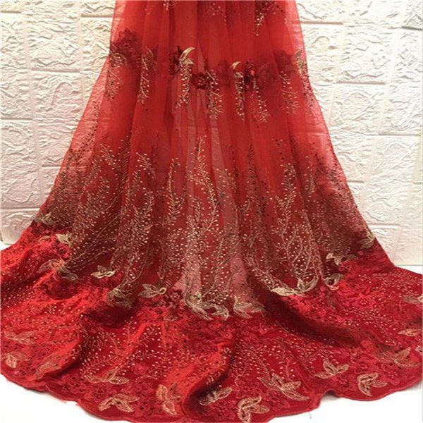

5yards/lot ) 2018 new emerald green velvet african tulle lace french net lace fabric with stones for party dress, Black;white