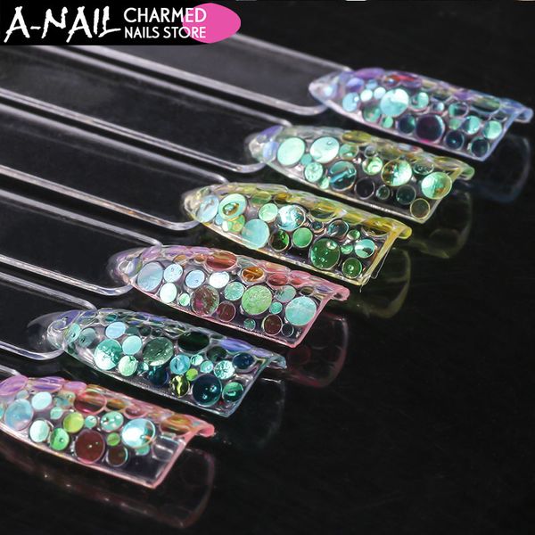

12boxes/set 12colors semi-transparent mermaid nail glitter sequins colorful round paillette manicure nail flakies decoration, Silver;gold