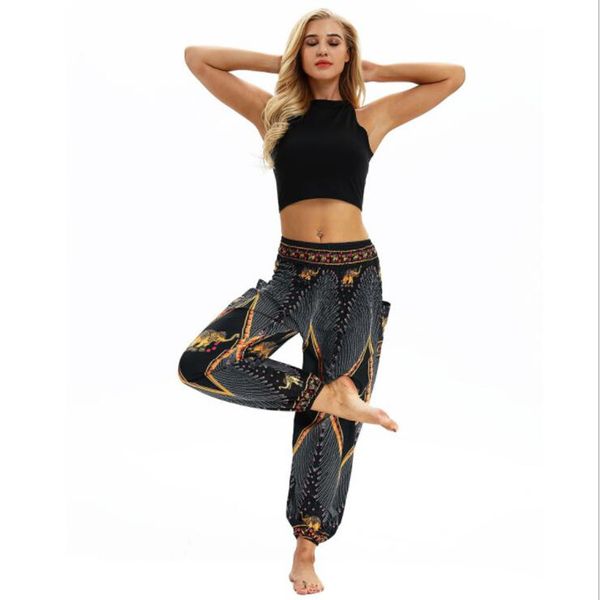

women bohemia harem pants summer beach printed trousers sportswear fitness dance yoga bloomers loose pants for women, White;red