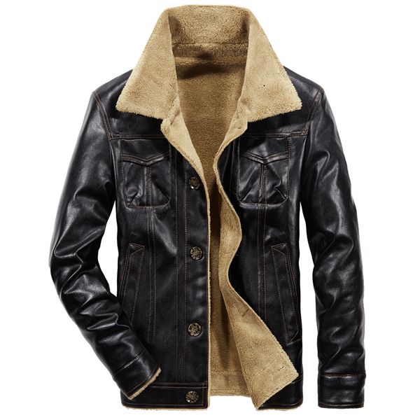 

new winter 2018 men's leather jackets a fashionable lapel. the fur of the leisure coat is one. upset to keep warm, Black;brown