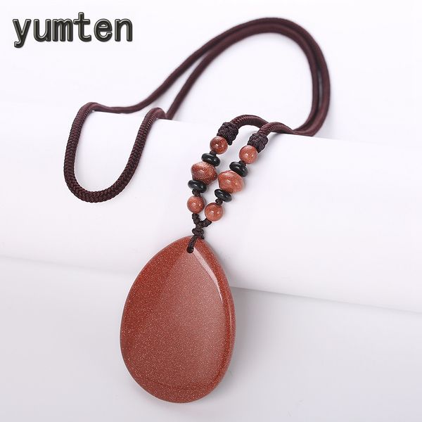 

yumten goldstone necklace fashion women long chain engagement accessories water drop stone chains offjewellery femme leaf, Silver