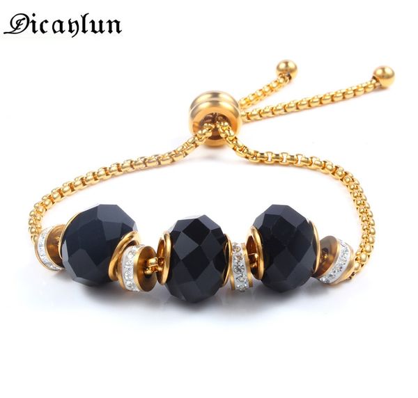 

dicaylun id bracelet jewelry friendship men bracelets &bangles black beads bracelet male gold hand chain link pull lock